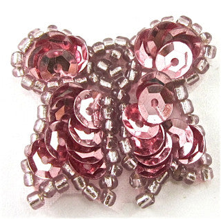 Bow with Pink Sequins & Beads 1"