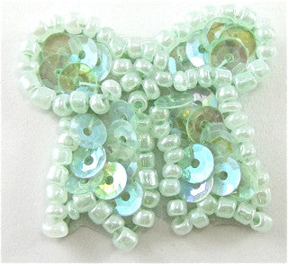 Bow with Mint Green Sequins and Beads 1