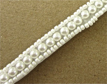 Load image into Gallery viewer, Trim with Three Rows White Bead and Pearls 1.2&quot; wide
