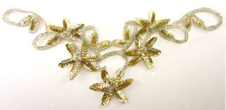 Flower Neck Line Vintage with Lite Gold Flower Sequins and Silver Beads and Rhinestones 5