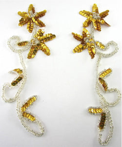 MED COLORED GOLD SEQUIN FLOWER PAIR