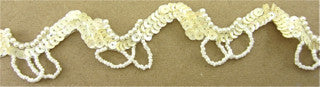 Trim with Beige Sequins and Looped Beads 1