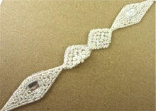 Load image into Gallery viewer, Trim Triangle Shapes Iridescent Beads and Center Crystal 1&quot; Wide