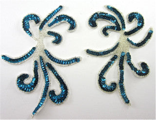 Swirl Pair Turquiose, 7" x 4.5"