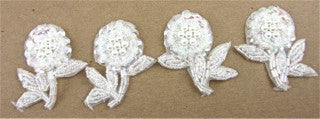 Flower set of Four White Iridescent 2.5" x 2" (each)