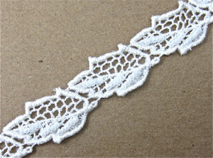 Trim White Embroidery with White Pearls 1" Wide