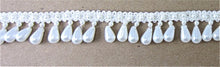 Load image into Gallery viewer, Trim with White Tear Drop Beads on Silk beaded Header 2 1/2 yard remnant .5&quot;