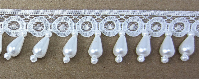Trim with White Beaded Drop Pearls 3/4