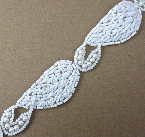 Trim with White Beads 1" Wide, Sold by the Yard