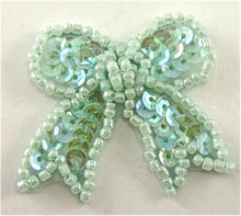 Load image into Gallery viewer, Bow Mint Green Sequins and Beads 1.5&quot; x 1.5&quot;