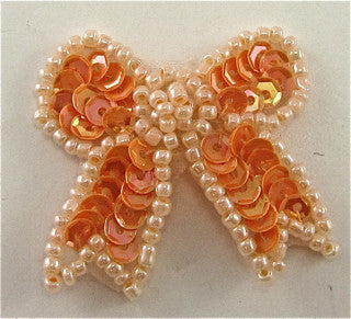 Bow Orange with Pearl Trim 1.25" x 1"