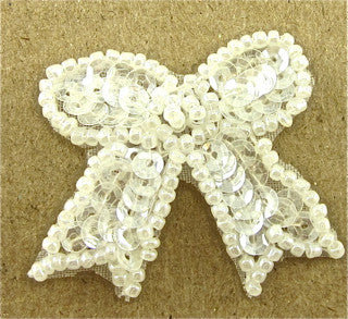 Bow with Iridescent Sequins and Beads 1.5" x 1.5"