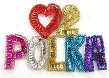 Load image into Gallery viewer, &quot;(Heart) 2 Polka&quot; Word Multi-Colored Sequins and Beads 3&quot; x 4.25&quot;