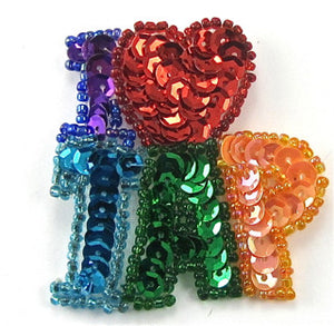 "I Love Tap" Multi-Colored Sequins and Beads 2" x 2"