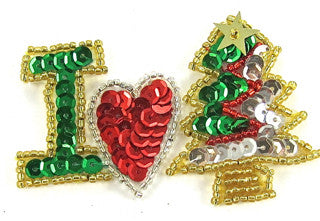 I Love (heart) Xmas (tree) 3" x 2"