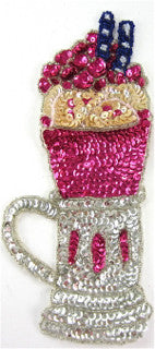 Ice Cream Soda Silver Fuchsia Beige Blue Sequins