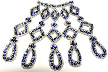 Load image into Gallery viewer, Designer Neckline with Royal Blue Sequins Silver Beads 7&quot; x 8&quot;