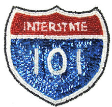 Load image into Gallery viewer, Road Sign Interstate 101 Sequin Beaded, 4&quot; x 4.5&quot;