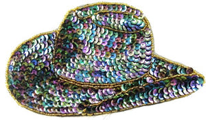 Cowboy Hat in Moonlight Sequins & Gold Beads 4.5" x 7.5"
