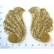 Load image into Gallery viewer, Designer Motif Wave Pair with Gold Sequins and Beads 6&quot; x 4&quot;