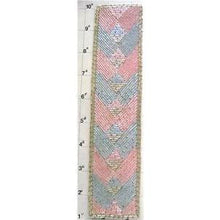 Load image into Gallery viewer, Designer Motif Cuff Blue Pink and Silver Beads 7&quot; x 2&quot;