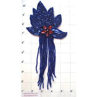 Epaulet with Royal Blue with Red Center Sequins and Beads 8.5