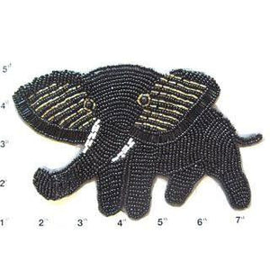 Elephant Black with Gold Beads 6.5" x 4"