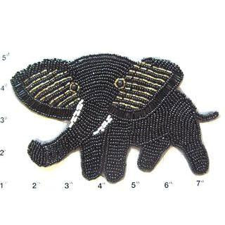 Elephant Black with Gold Beads 6.5
