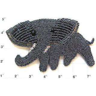 Elephant with Gun Metal Beads 6.5" x 4"