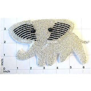 Elephant with Silver and Black Beads 6.5