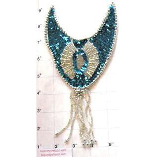 Epaulet Teal and Silver Sequin 9" x 4.5"