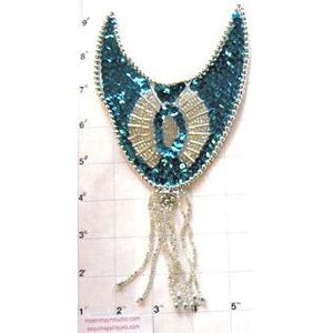 Epaulet Teal and Silver Sequin 9" x 4.5"