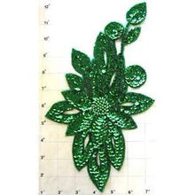 Load image into Gallery viewer, Flower with Green Sequins and Beads 11&quot; x 6&quot;