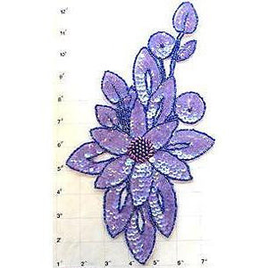 Flower with Lite Purple Sequins Moonlite Beads 11.5" x 6"