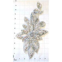 Load image into Gallery viewer, Flower with Silver Sequins and Beads 11.5&quot; x 6&quot;