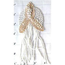 Load image into Gallery viewer, Epaulet with Beige Sequins and White Beads 6.5&quot; x 3&quot;