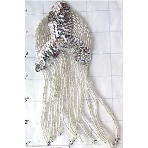 Epaulet with Silver Beaded Fringe 6.5" x 3"