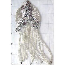 Load image into Gallery viewer, Epaulet with Silver Beaded Fringe 6.5&quot; x 3&quot;