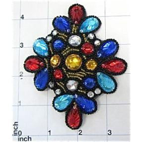 Designer Motif Jewel with Multi-Colored Stone 4.5" x 3.75"