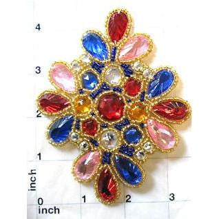 Designer Motif with Multi-Colored Jewels 4.5" x 4.5"