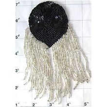 Load image into Gallery viewer, Epaulet Black with Silver Fringe 6&quot; x 4&quot;
