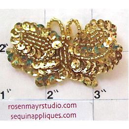 Butterfly with Gold Sequins and Beads 2.5" x 1.5"