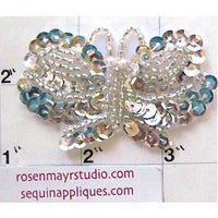 Butterfly with Silver Sequins and Beads 2.5