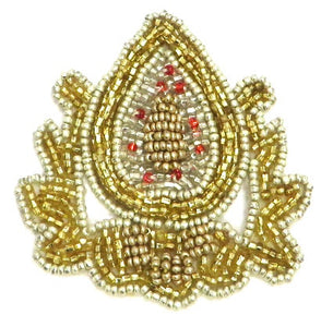 10 PACK Crest with Gold Beads 3" x 2" - Sequinappliques.com