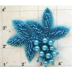 Leaf Epaulet with Turquoise Beads 3.75" x 3"