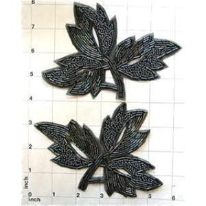 Leaf Pair with Carcoal Beads 4.25" x 6"