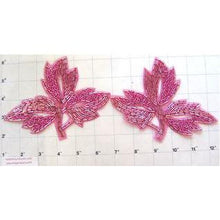 Load image into Gallery viewer, Leaf Pair with Fuchsia Beads 4.25&quot; x 6&quot;