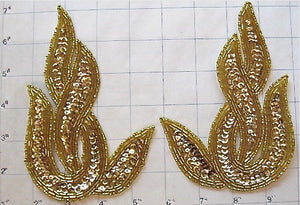 Designer Motif Twist Pair with Gold Sequins and Beads 6" x 4"