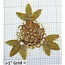 Load image into Gallery viewer, Flower with Gold Sequins and Beads 3&quot;