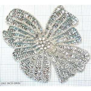 Flower with Silver sequins and Beads 4.75" x 5.5"